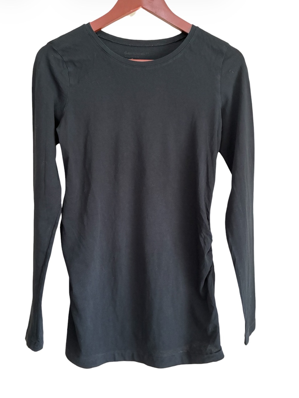 Gap Maternity Women's Black Long Sleeve Ruched Tee Size Small